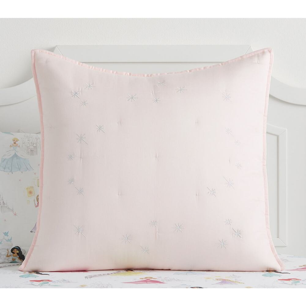 Pottery Barn x Disney Princess Castles Euro Pillow Sham Cover Pink Stars NWT